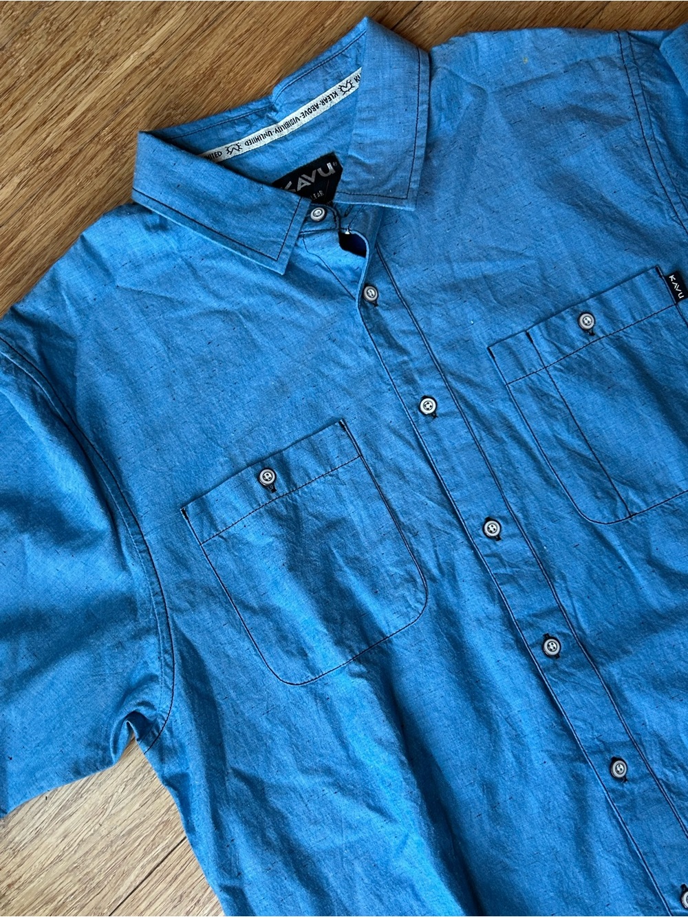 KAVU Men's Blue Cabin Core Outdoorsman Hiking Button-Up Shirt NWOT L